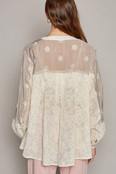 POL Eyelet Button Up Shirt OutfitFlow